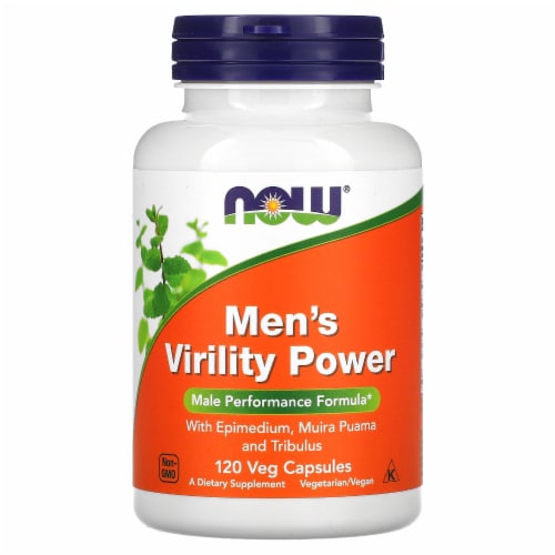 NOW Foods Men's Virility Power Male Performance Formula Veg Capsules Perspective: front