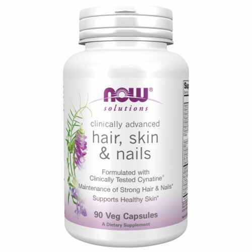 NOW Foods Solutions Clinically Advanced Hair Skin & Nails Capsules Perspective: front