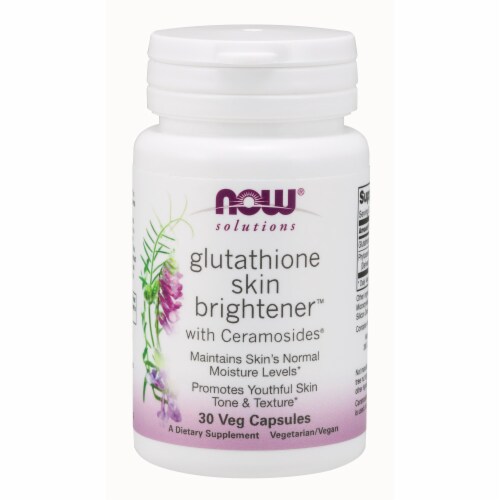 NOW Foods NOW Solutions Glutathione Skin Brightener Dietary Supplement Veg Capsules Perspective: front