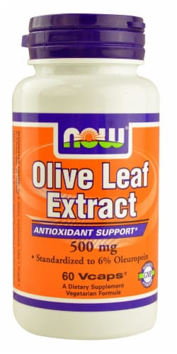 NOW Foods Olive Leaf Extract Veg Capsules 500mg Perspective: front