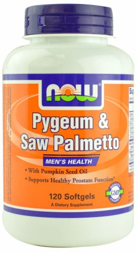 NOW Foods Pygeum & Saw Palmetto Softgels Perspective: front