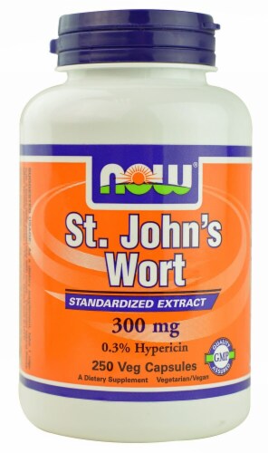 NOW Foods St. John's Wort Standardized Extract Veg Capsules 300mg Perspective: front