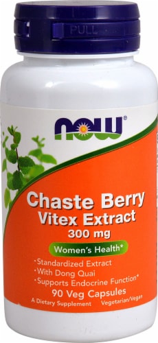 NOW Foods Chaste Berry Vitex Extract Veg Capsules 300mg Perspective: front