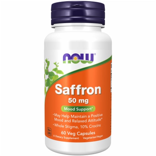 Now® Saffron Mood Support Dietary Supplement Perspective: front