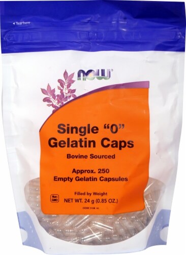 NOW Foods Single "0" Gelatin Caps Perspective: front