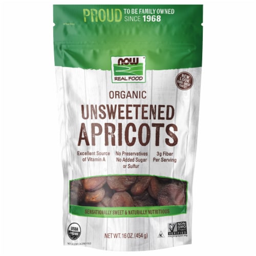 NOW Foods  Real Food Certified Organic Unsweetened Apricots Perspective: front