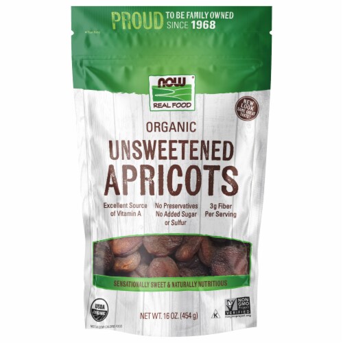 NOW Foods Real Food® Certified Organic Unsweetened Apricots Perspective: front