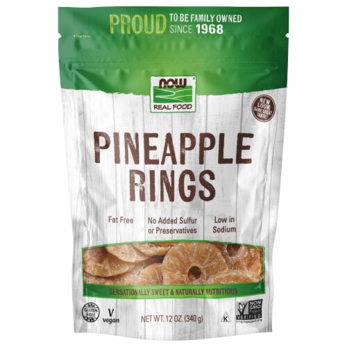 NOW   Real Food Pineapple Rings Perspective: front