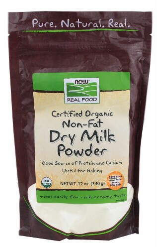 NOW   Real Food™ Certified Organic Non-Fat Dry Milk Powder Perspective: front