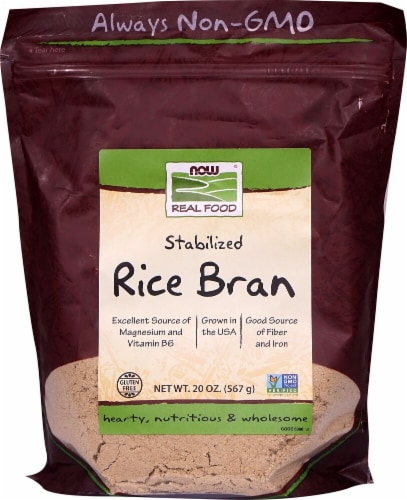 NOW   Real Food Rice Bran Perspective: front