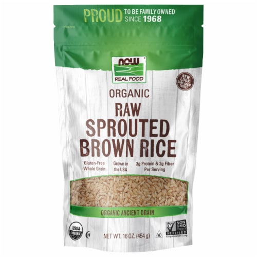 NOW Real Food Organic Sprouted Brown Rice Perspective: front