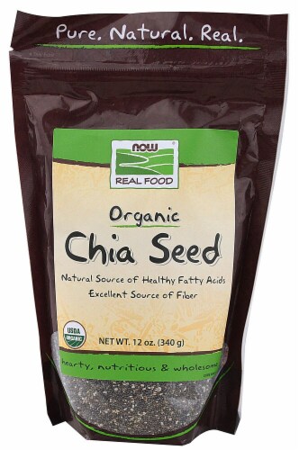 NOW Foods  Real Food™ Organic Chia Seed Black Perspective: front