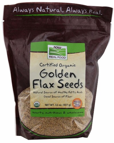NOW Foods  Real Food™ Certified Organic Golden Flax Seeds Perspective: front