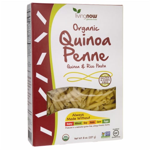 NOW Foods Organic Quinoa Penne 8 oz Box Perspective: front