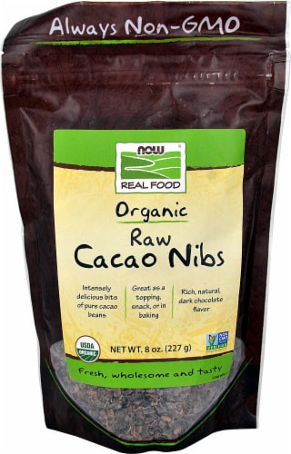 NOW Foods  Organic Raw Cacao Nibs Perspective: front
