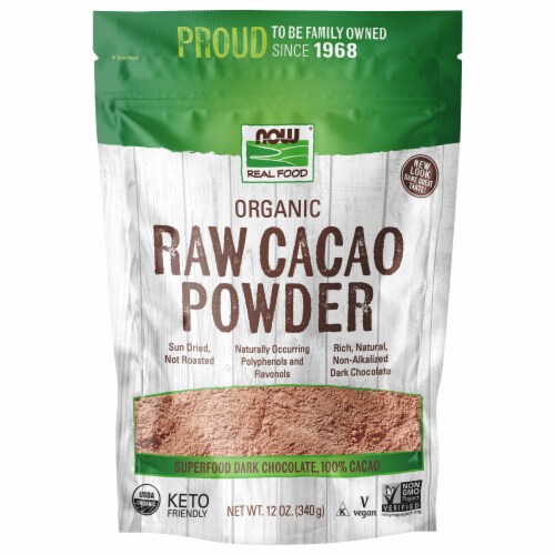 NOW Foods Organic Raw Cacao Powder Perspective: front