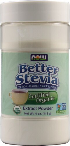 NOW  BetterStevia™ Organic Zero Calorie Powdered Sweetener Perspective: front