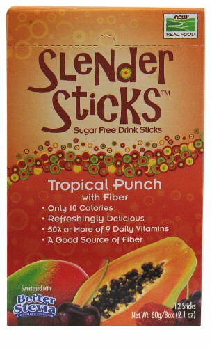 NOW Foods  Real Food™ Slender Sticks™ Sugar Free Drink Sticks   Tropical Punch Perspective: front