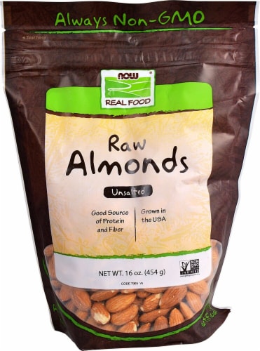 NOW   Real Food Raw Almonds   Unsalted Perspective: front