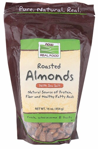 NOW   Real Food™ Roasted Almonds with Sea Salt Perspective: front