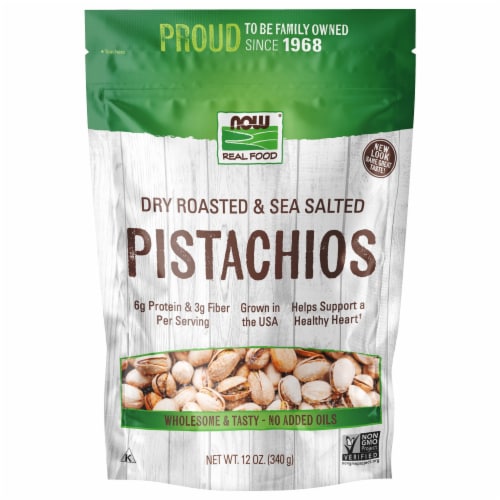 NOW Real Food Roasted Pistachios Salted Perspective: front