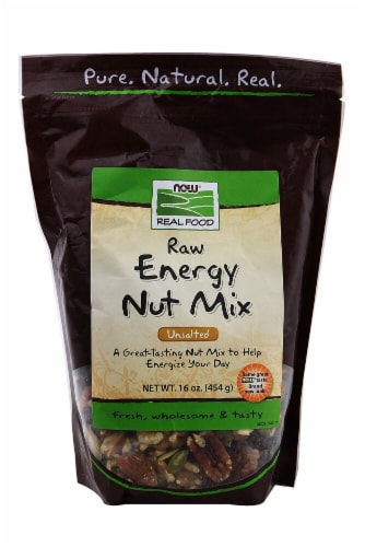 NOW  Real Food™ Raw Energy Nut Mix Unsalted Perspective: front