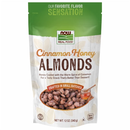 NOW Foods Cinnamon Honey Almonds Perspective: front