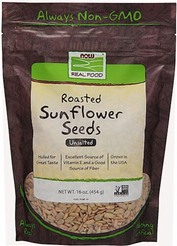 NOW   Real Food Roasted Sunflower Seeds Unsalted Perspective: front