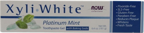 NOW®  Xyli White Platinum Mint Toothpaste Gel with Baking Soda Perspective: front