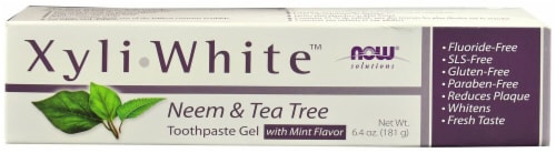 NOW®    Xyli White™ Neem & Tea Tree Toothpaste Gel   Mint Perspective: front