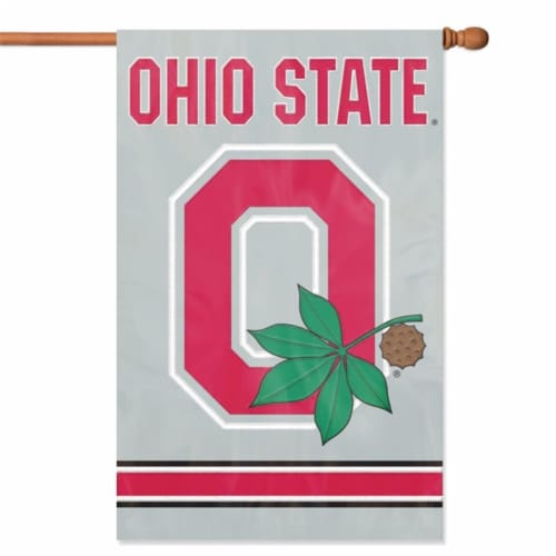Party Animal, Inc. AFOSU2 Applique Banner Flag - Ohio State with block O GRAY Perspective: front