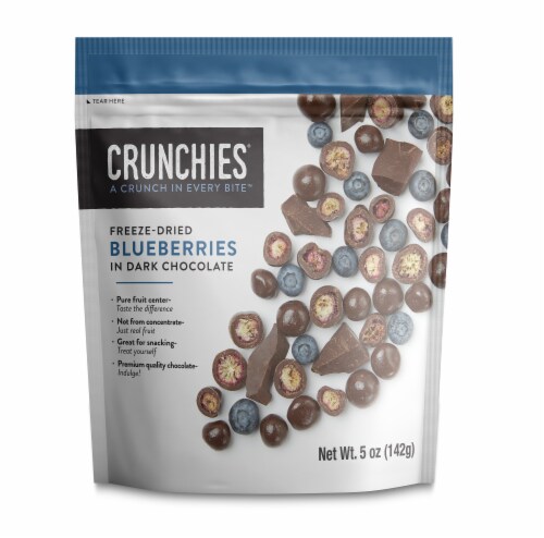Crunchies® Freeze Dried Dark Chocolate Blueberries Perspective: front