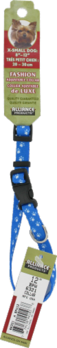 Alliance Blue Paw Print Extra Small Dog Collar Perspective: front