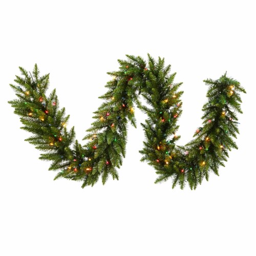 Vickerman Camdon Fir 14 Inch Artificial Pre Dura Lit Christmas Garland, Green Perspective: front