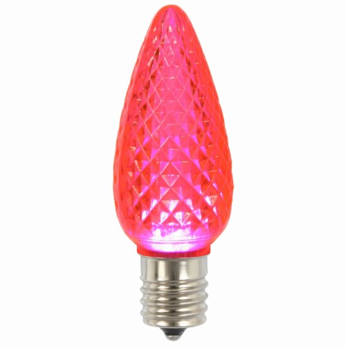 C9 Faceted Led Pink Bulb .45W 25/Box Perspective: front