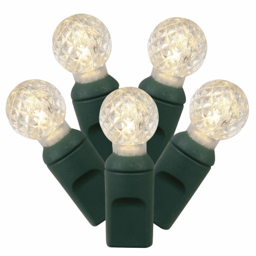 Vickerman 100ct White LED G12 Berry Christmas Lights - 33 ft Green Wire Perspective: front
