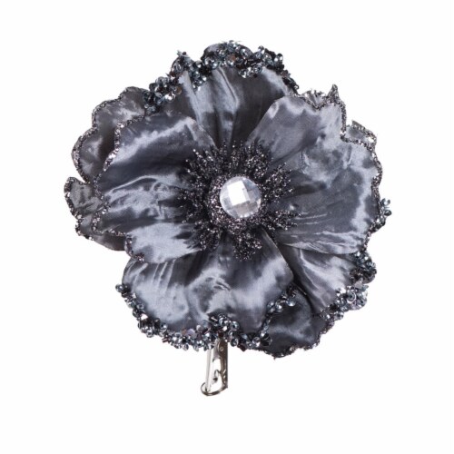 Vickerman E175427 5 in. Pewter Wild Poppy Head Clip - 3 per Bag Perspective: front