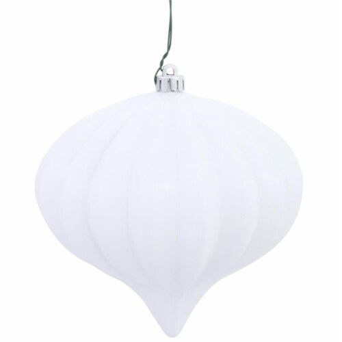 Vickerman N151211DSV 5.7 in. White Shiny Onion UV Drilled, White - 3 per Bag Perspective: front