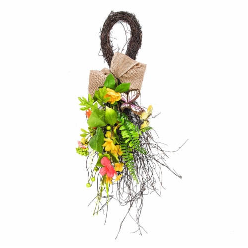 28  Yellow Mixed Floral Teardrop - FG180601 Perspective: front