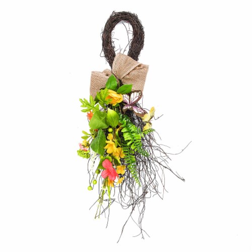 28  Yellow Mixed Floral Teardrop - FG180601 Perspective: front