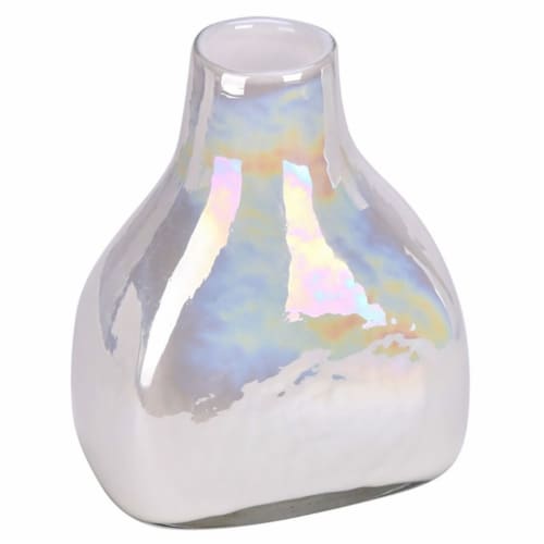 Vickerman 9  Contemporary Hand Blown Glass Enamel Bottle Vase in White Perspective: front