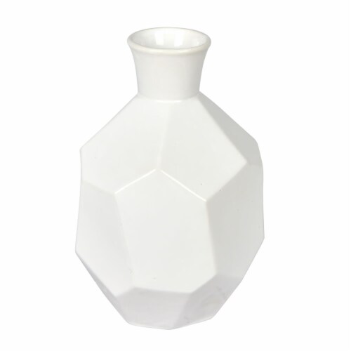 10  White Ceramic Geometric Bottle - FQ196210 Perspective: front