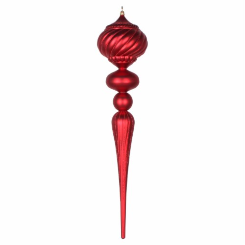 27  Red Matte Glitter Onion Finial Orn - MT195503 Perspective: front