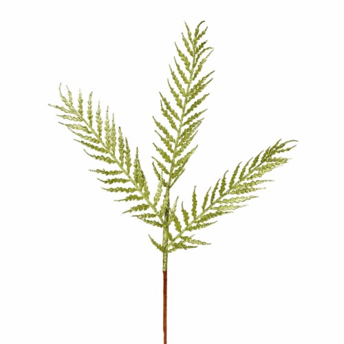 21  Lime Glittr Feather Fern Spray 12/Bx Perspective: front