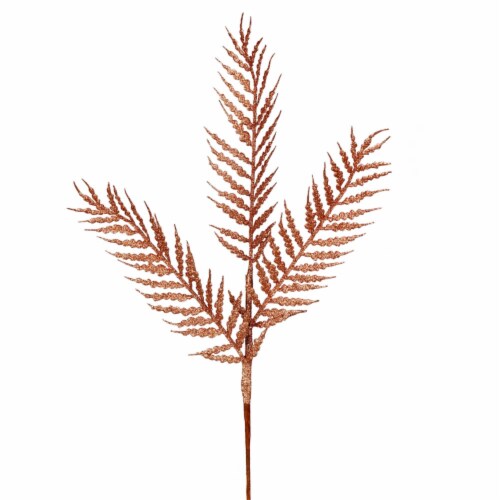 21  Rose Gold Glitter Fern Spray 12/Box Perspective: front