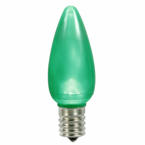 C9 Ceramic LED Green Bulb .96W 130V 25Bx - XLEDSC94-25 Perspective: front