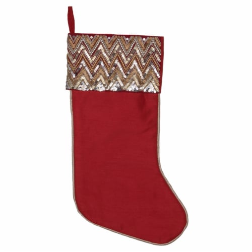 19  Red Chevron Sequin Stocking Perspective: front