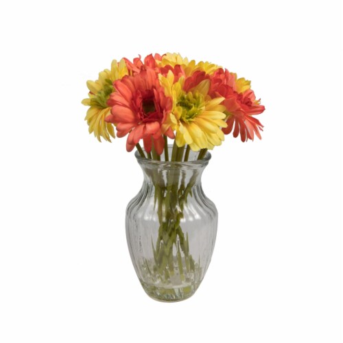 Featuring Realistic Flowers Made of a Durable Polyester and polyethlene Blend Set in Acrylic Water Vickerman 18 Artificial Pink Hydrangea Bouquet in 10 Glass Vase Recommended for Indoor Use. 