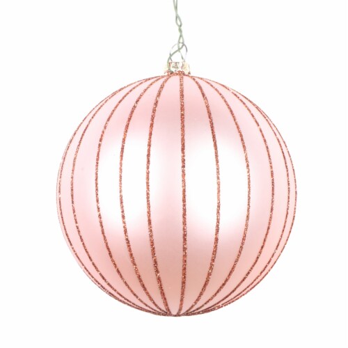 4  Rose Gold Matte Glitter Ball Orn 4/Bg Perspective: front