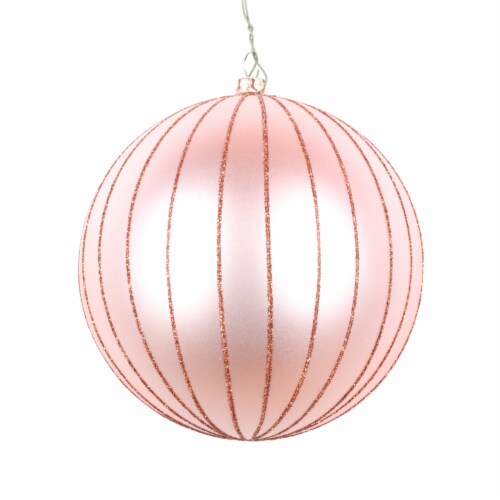 5  Rose Gold Matte Glitter Ball Orn 4/Bg Perspective: front